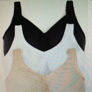 Comfort Choice 3-Pack Front-Close Cotton Wireless Bra NEW 48C